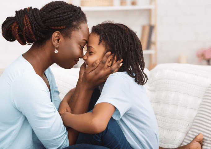 Grateful Mom with child